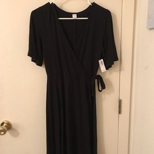 Black Midi Wrap Dress